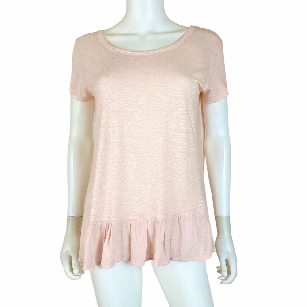 Saturday Sunday Anthropologie Ruffled Hem Pink Top